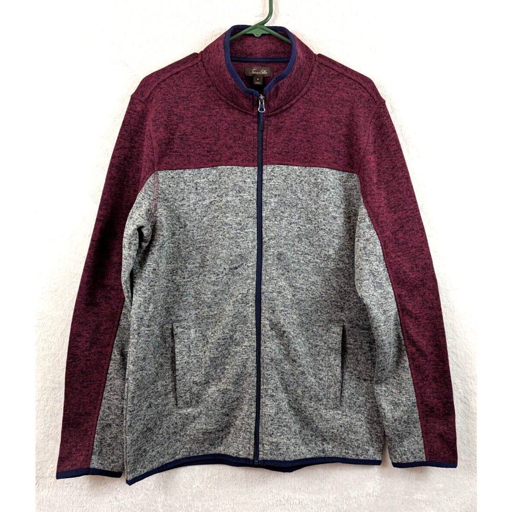 Tasso Elba men sz M Fleece Zip Up Jacket top multicolor long sleeves 1350